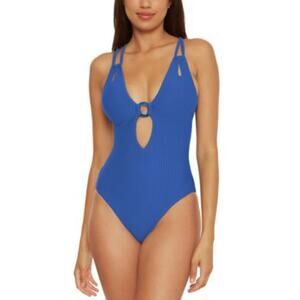 Becca Womens Line in the Sand One-Piece Blue Jay, L, NWT